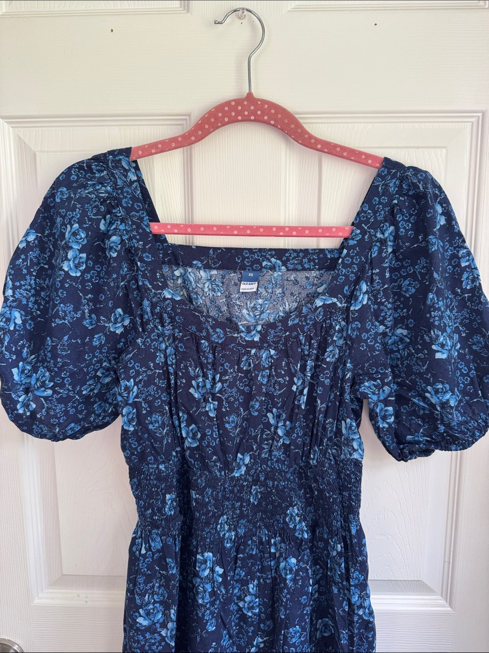 Old Navy Blue Floral Puff-Sleeve Mini Dress Size XS
